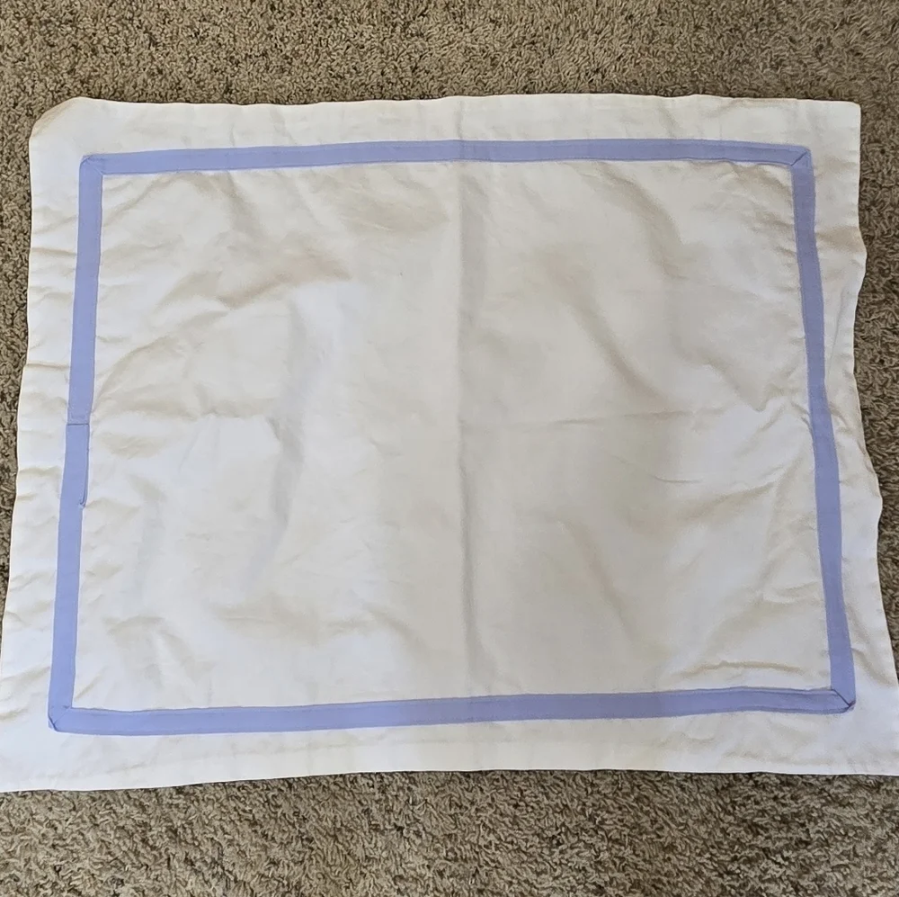 RALPH LAUREN 100% COTTON WHITE & BLUE PILLOW SHAMS SET 2 BEDDING LINENS COASTAL